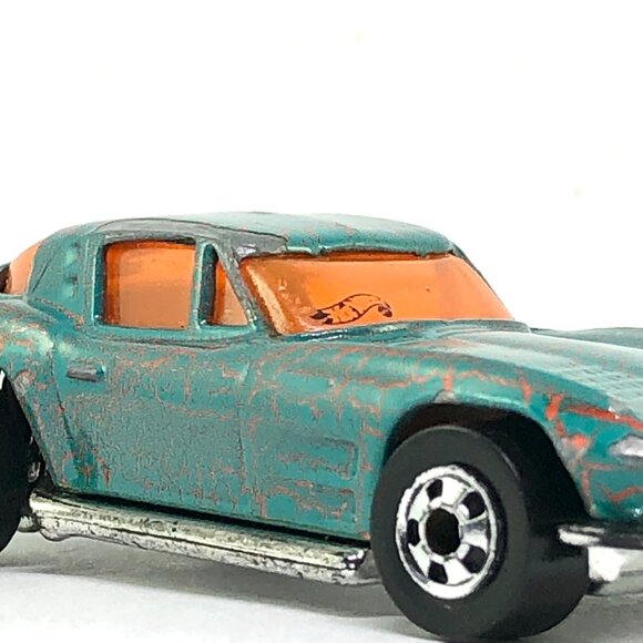 🦋 Hot Wheels Corvette Stingray split window 1979 teal blue orange crackle AS IS - Picture 3 of 16